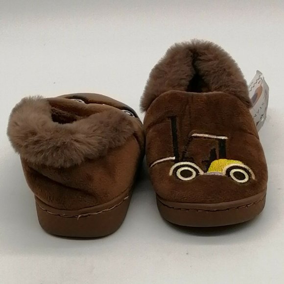 Stamico Kids Flat Heel Slip On Faux Fur Slippers Cushioned Insole Brown Sz 16-17 - Picture 3 of 9